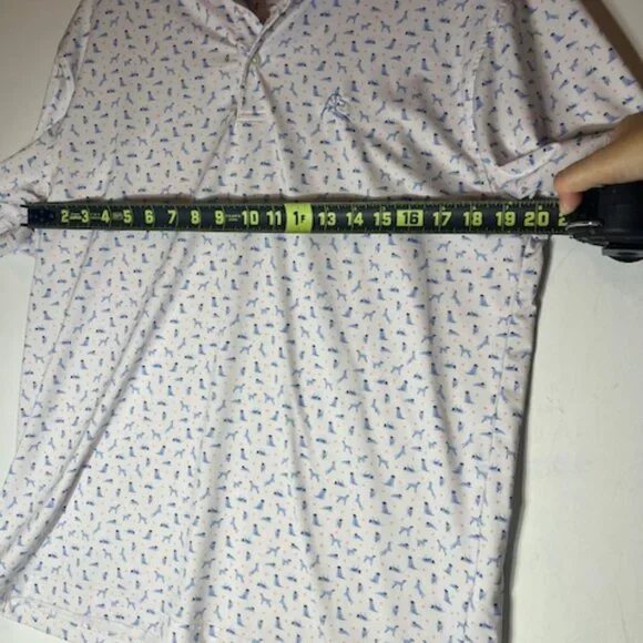 Rhoback Men's Polo Collared Blue Dog Casual White Shirt Sz M - Picture 5 of 5